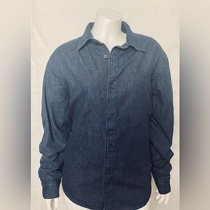 Calvin Klein Dark Denim Jean Button Down Shirt Size M